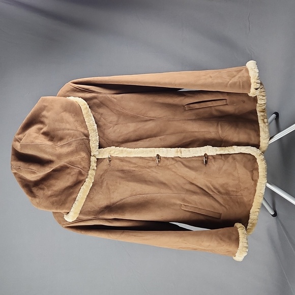 Jones New York - Women's Faux Suede Hooded Winter Coat - Size M - Picture 2 of 7